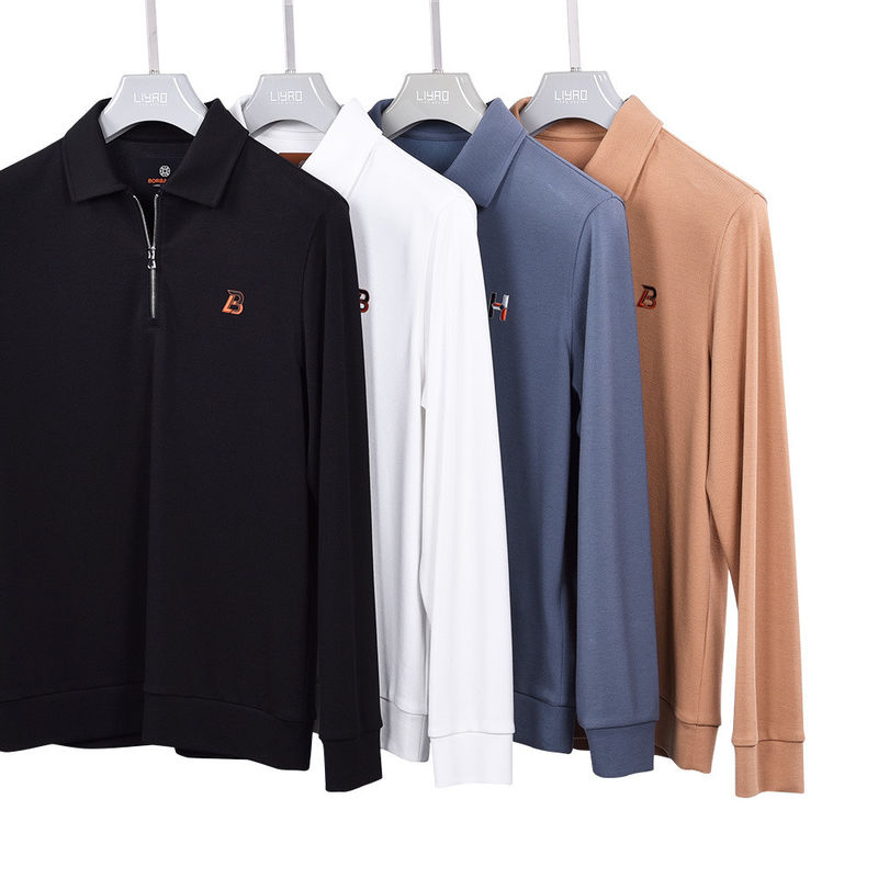 Gepersonaliseerd anti-pilling hoog elasticiteit 100% katoen plain lange mouw T-shirt voor mannen