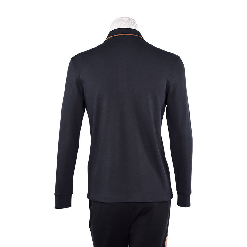 Groen drukken Gepersonaliseerd logo anti-pilling katoen lange mouw polo shirt voor het bedrijf