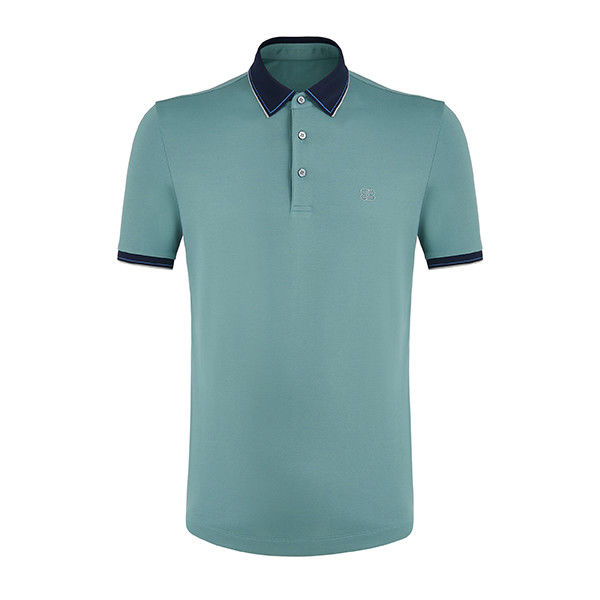 95% polyester, 5% spandexstof, golf-t-shirts met zwarte halsband