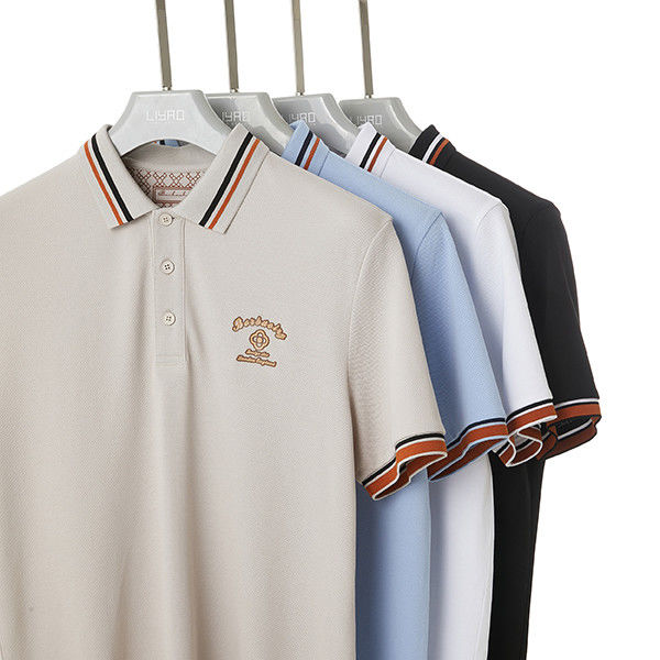 Regelmatig geschikt gestreepte polo T-shirts snel droog Odm met aangepast logo gebreide stof