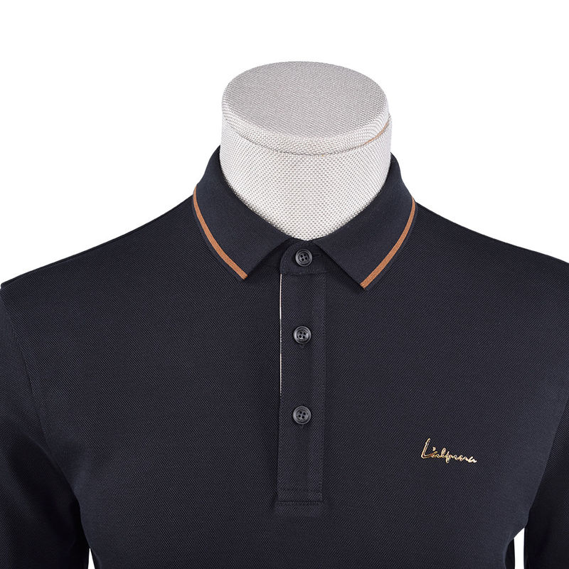 Mensen snel droog katoenen polo shirt met stand-up kraag en groene afdruk