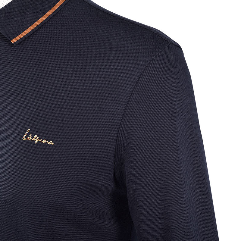Mensen snel droog katoenen polo shirt met stand-up kraag en groene afdruk