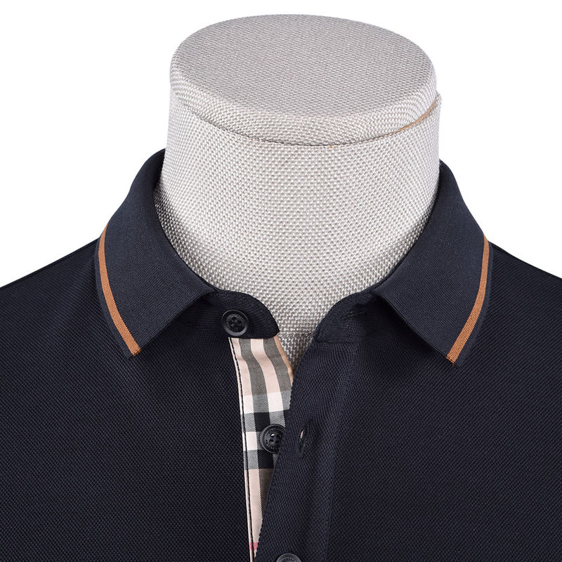 Mensen snel droog katoenen polo shirt met stand-up kraag en groene afdruk