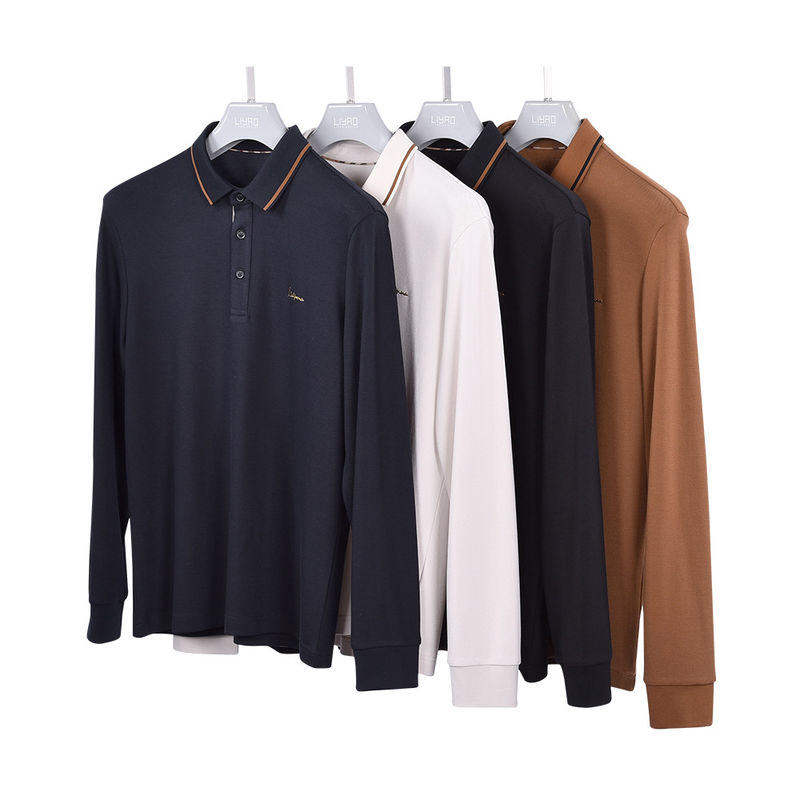 Mensen snel droog katoenen polo shirt met stand-up kraag en groene afdruk
