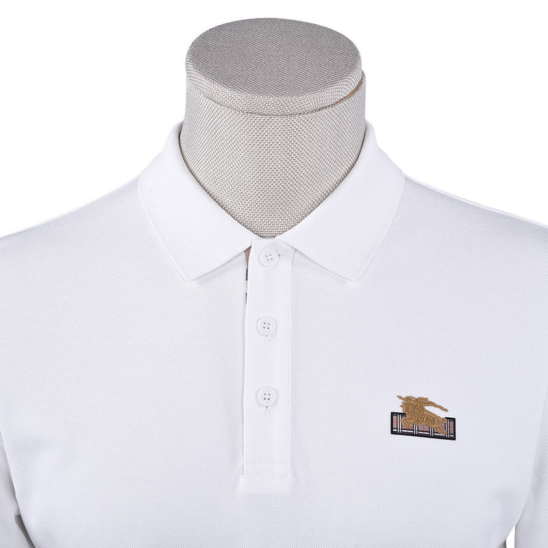 Gepersonaliseerde logo drukwerk 100% katoen wit luxe lange mouw polo shirt voor mannen jongens