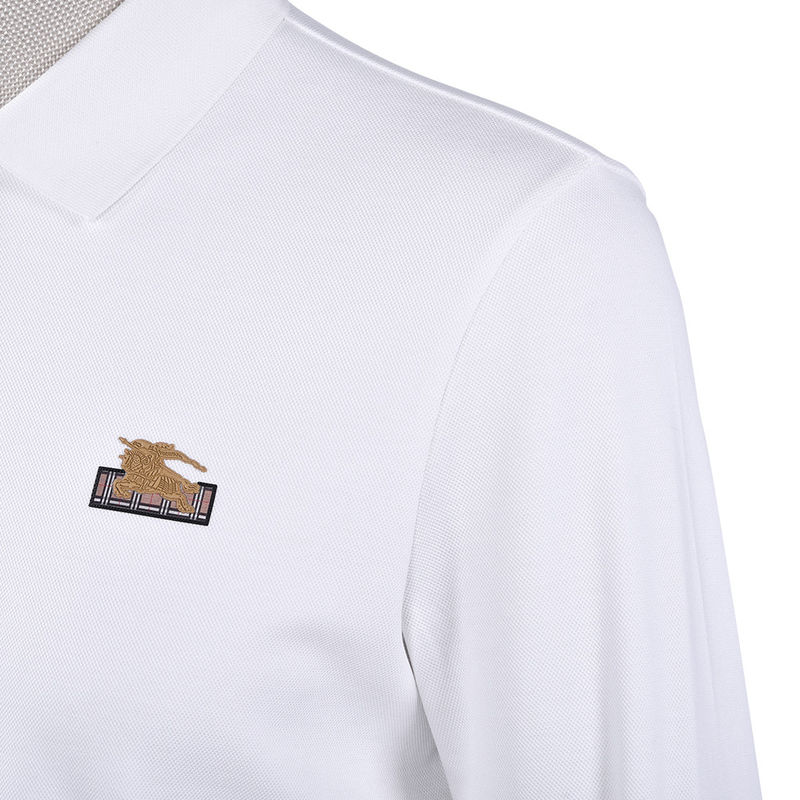 Gepersonaliseerde logo drukwerk 100% katoen wit luxe lange mouw polo shirt voor mannen jongens