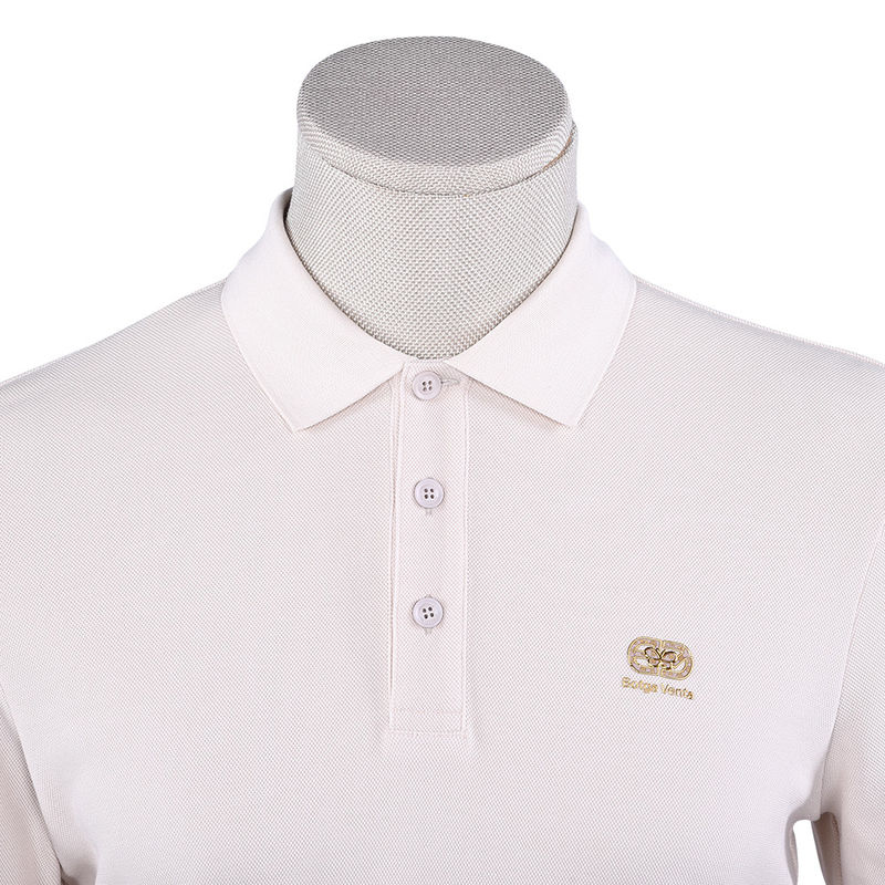 Anti-wrinkle polo T-shirt in wit lange mouw Custom logo stof Gewicht 170-210g