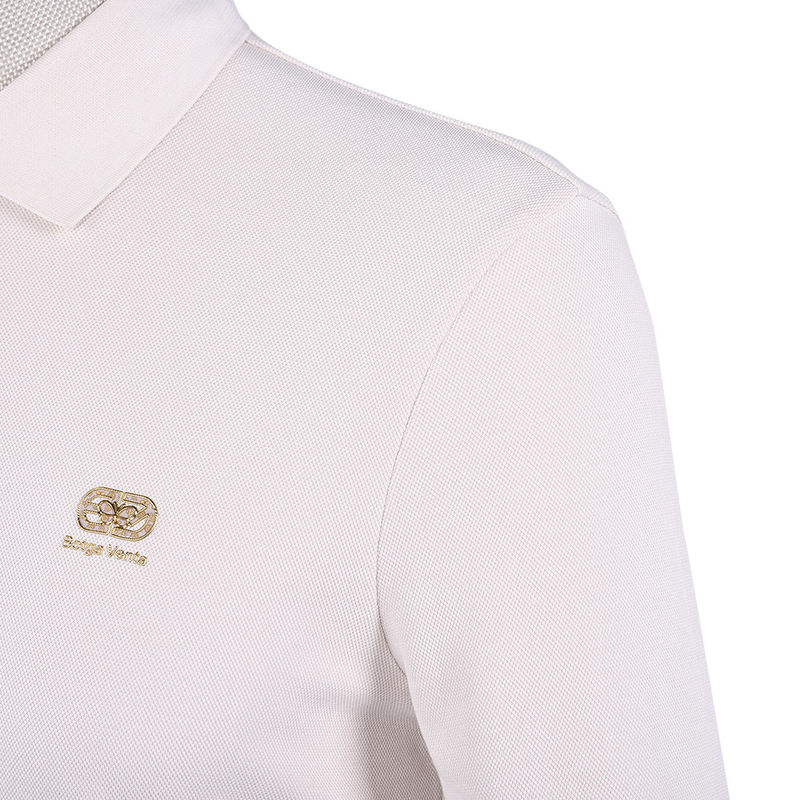 Anti-wrinkle polo T-shirt in wit lange mouw Custom logo stof Gewicht 170-210g