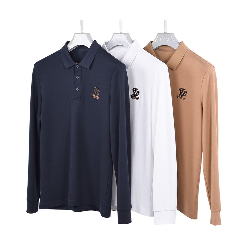 Modieus lange mouwen polo shirt voor mannen met business shirt kraag en aangepast logo