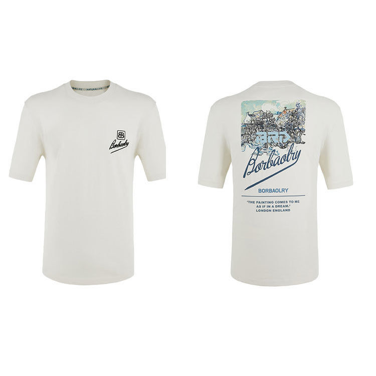 Gepaste kleur logo 100% katoenen T-shirt geborduurd Oversize Printing