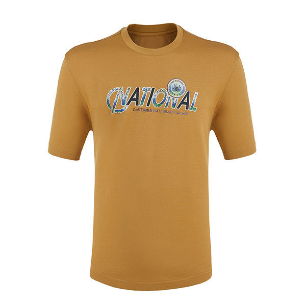 Gepersonaliseerd Logo Wit Oranje T-shirt Voor Man Casual Stijl met Oversized Plain Design