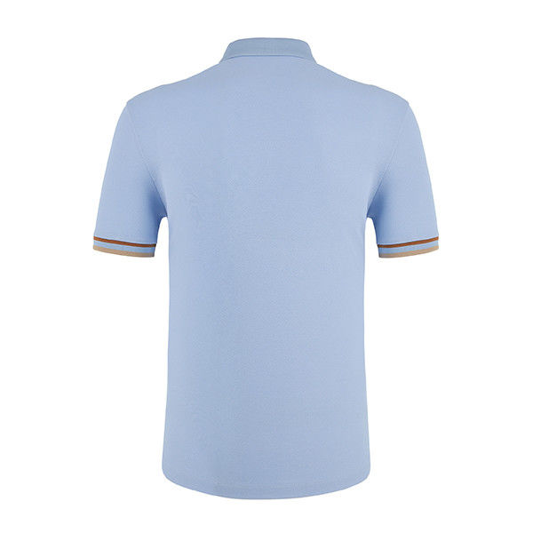 Mensenblauwe poloshirts met geborduurd logo en ademend katoenstof