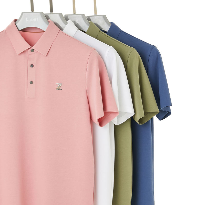 Lente zomer herfst polo T-shirt voor mannen hoge elasticiteit ultra naadloze groene afdruk