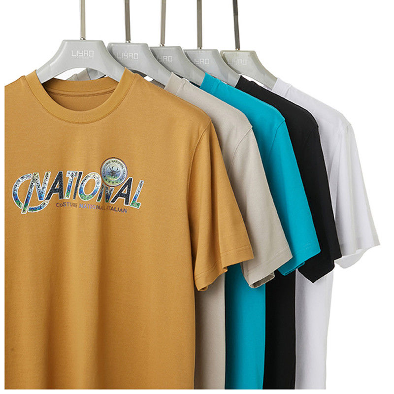 Mode Custom Logo T-Shirt Casual Mensen Geborduurd Gedrukt Kortmouw Gebreide Stof
