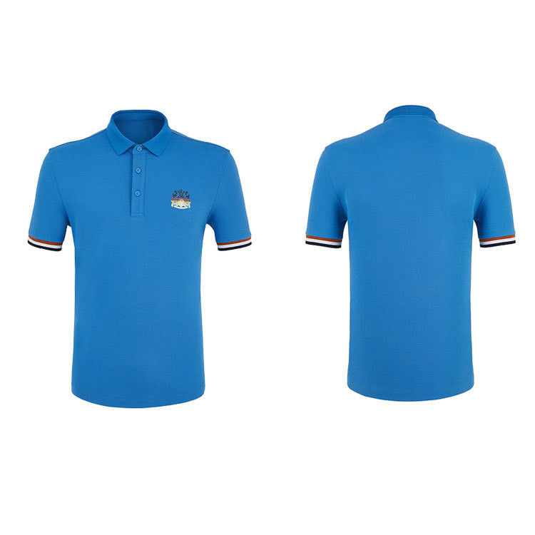 95% polyester 5% spandex stof Golf polo shirt voor mannen met gestreepte mouwen