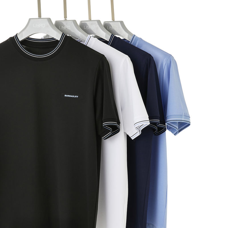 O-neck kraag gebreide stof sport T-shirt oversized Custom logo stijl voor mannen