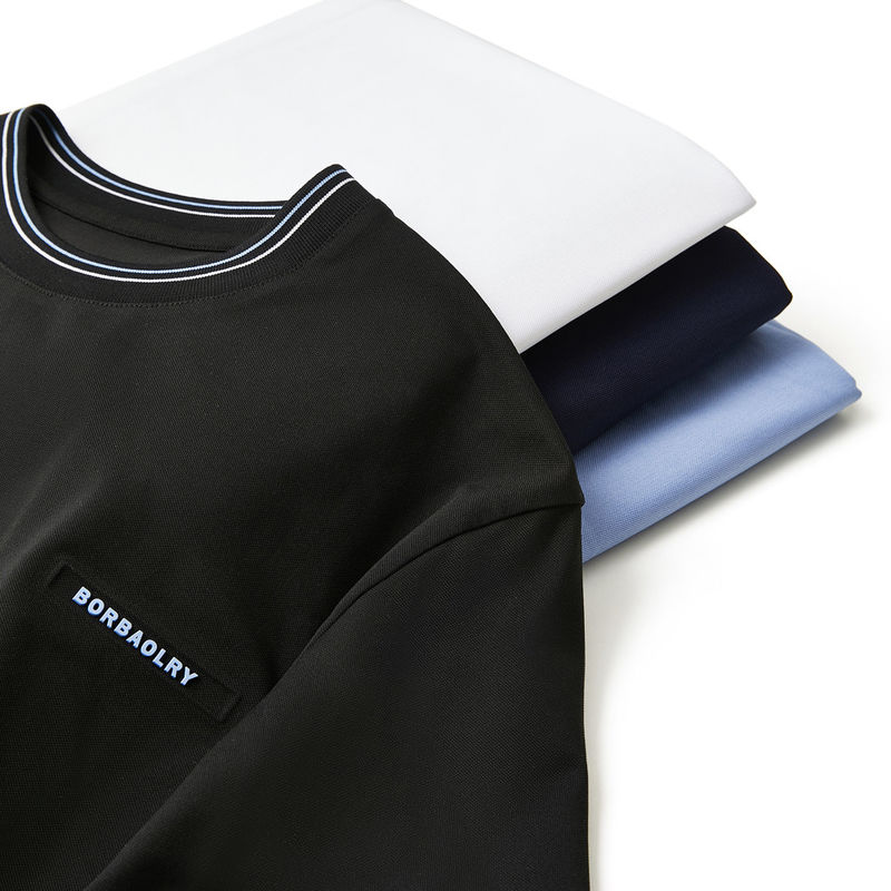 O-neck kraag gebreide stof sport T-shirt oversized Custom logo stijl voor mannen