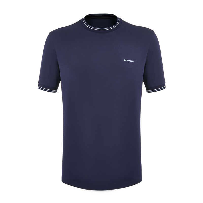 O-neck kraag gebreide stof sport T-shirt oversized Custom logo stijl voor mannen