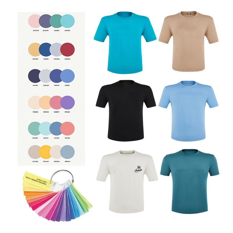 Voorkant Logo Borduurwerk Oversized T-shirt voor mannen Ronde nek T-shirt Anti-Schrink