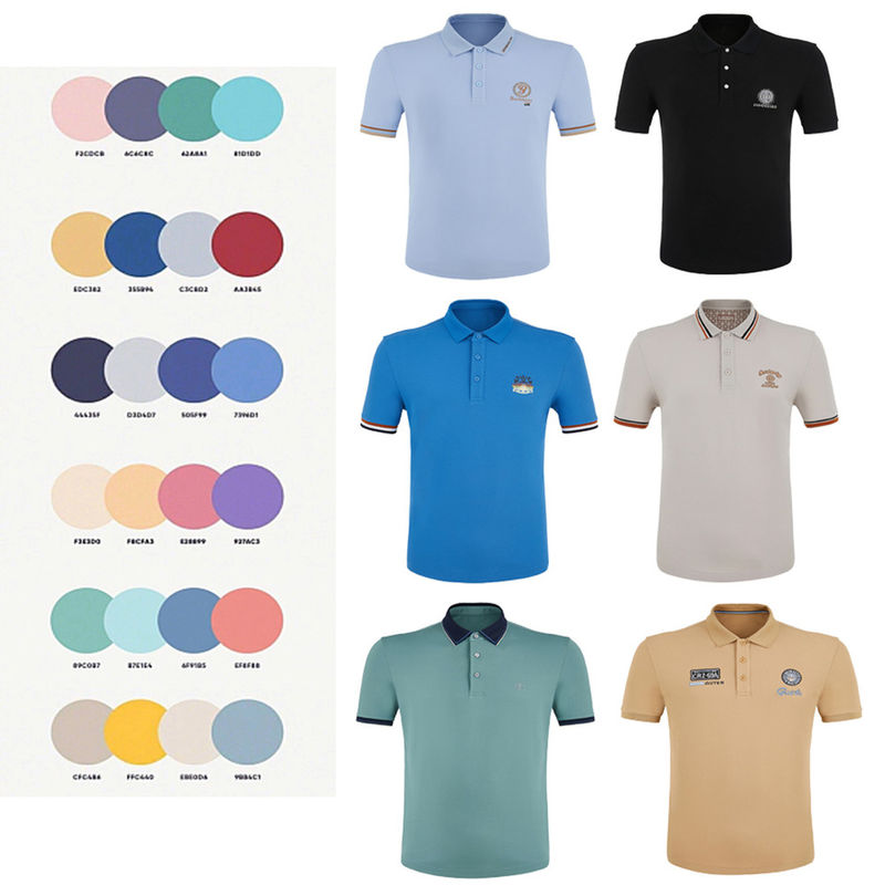 Poloshirt voor mannen korte mouw 95% polyester 5% spandex mode trend trui
