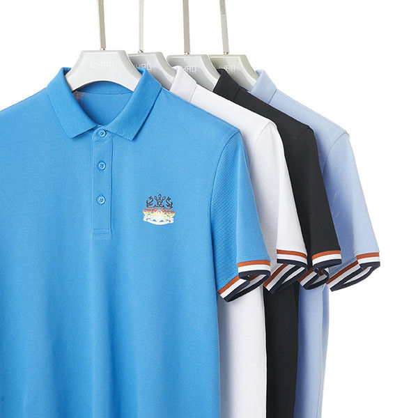 Mensen wit blauw en zwart Custom Polo Shirt Plain Golf T-shirts met aanpassing