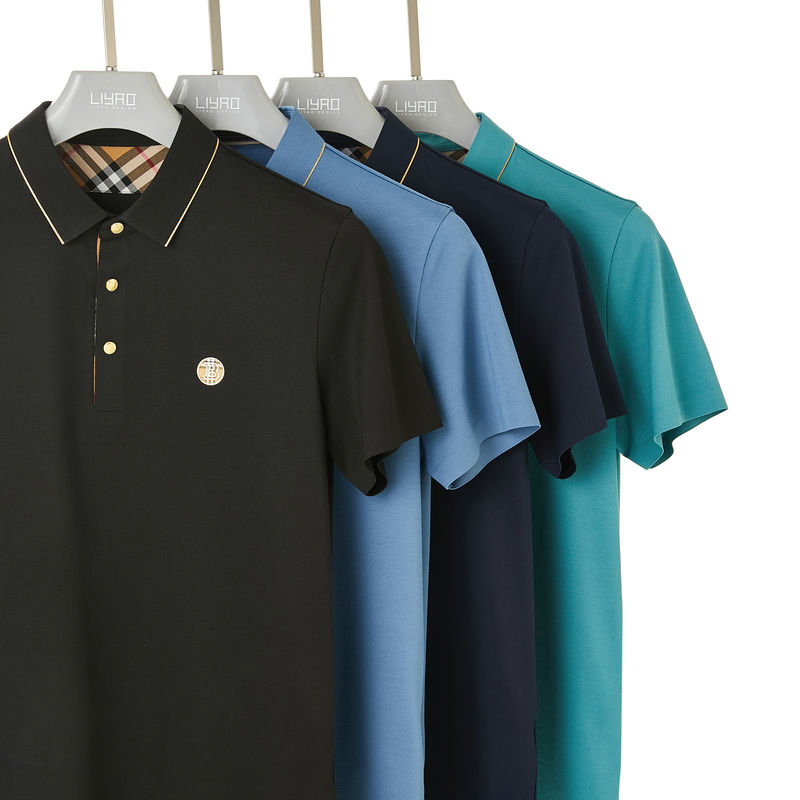 Zwart polo-hemd met korte mouwen voor mannen met aangepaste logo's en ademend stof