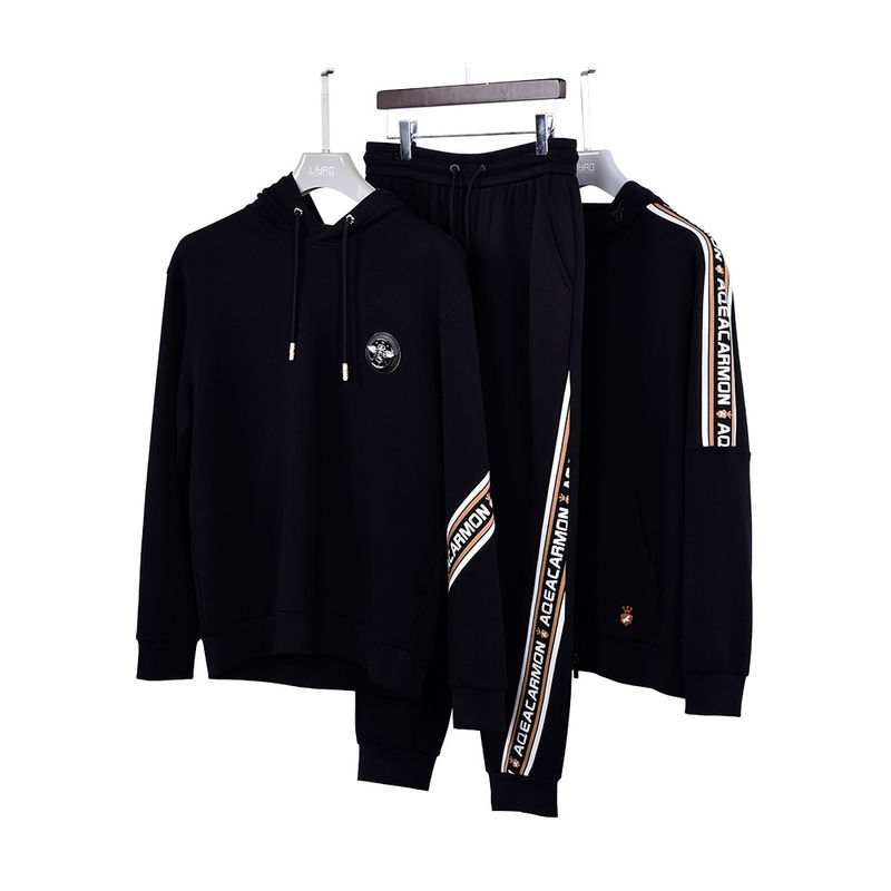 Gepersonaliseerde kleur plus grootte winddichte mannen hoodie set voor aangepaste logo design sportkleding