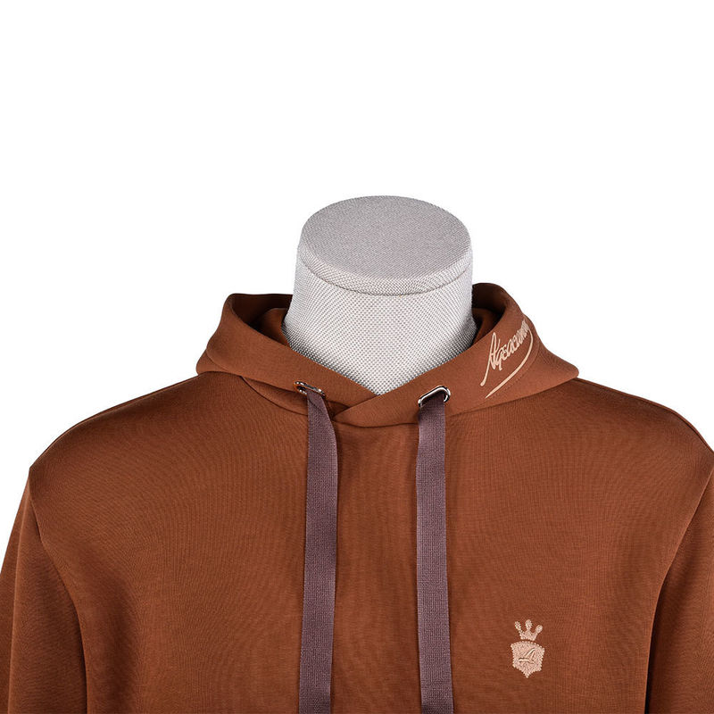 Bruine katoenen geweven vintage hoodies sweatshirts 400gsm voor casual dagelijks leven