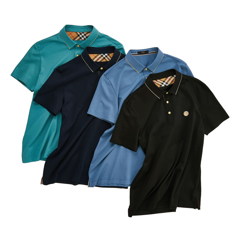 Kortmouw Golf polo shirt in polyester spandex met patroon