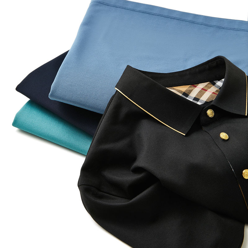 Kortmouw Golf polo shirt in polyester spandex met patroon