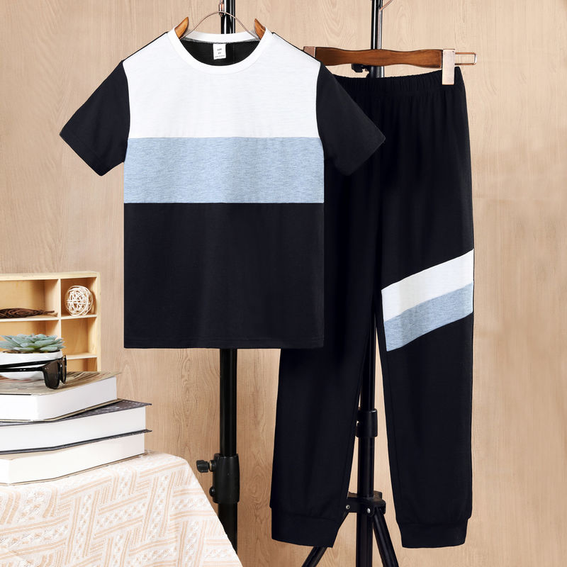 Casual Kinderkleding Set Ademhalend Met Kortmouw Cartoon Patroon Type