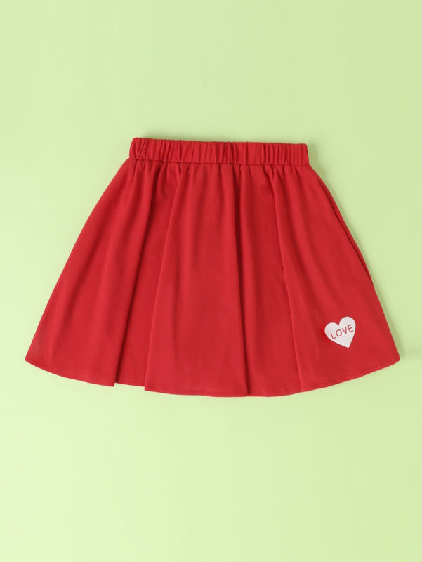 Meisjes Rood Korte Rokken En Dresses Met Liefde Hart Patroon In Polyester Spandex