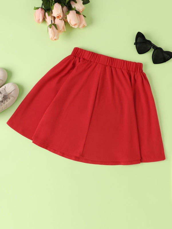 Meisjes Rood Korte Rokken En Dresses Met Liefde Hart Patroon In Polyester Spandex