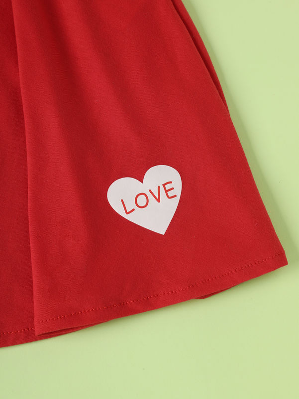 Meisjes Rood Korte Rokken En Dresses Met Liefde Hart Patroon In Polyester Spandex