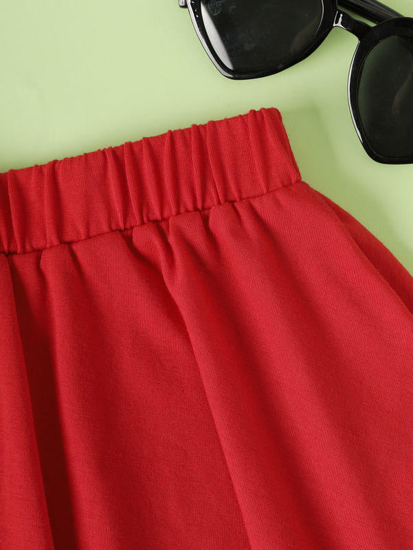 Meisjes Rood Korte Rokken En Dresses Met Liefde Hart Patroon In Polyester Spandex