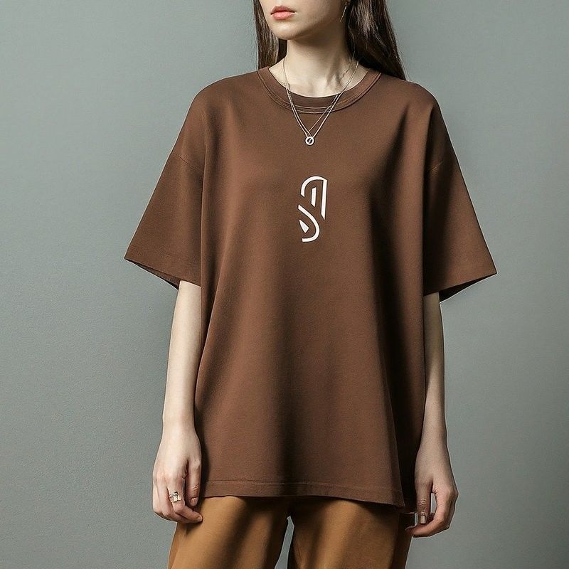 Grafisch Oversize Custom Vrouwen T-shirts 220 gram met gebreide stof ronde nek