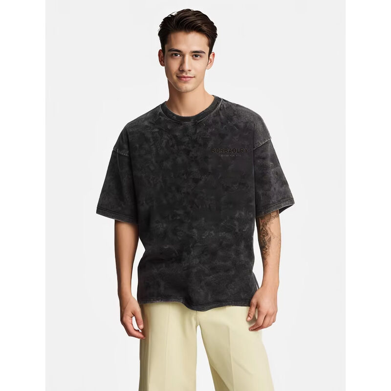 Custom Hip Hop Printing Puff Print Promotionele Outdoor Vintage Crew Neck High Street Wear Cotton Batik Acid Gewassen Mensen T-shirt