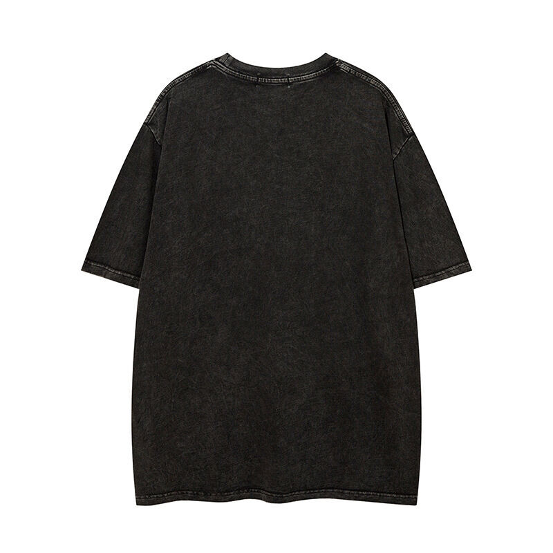 Custom Hoge Kwaliteit Streetwear Crew Neck T-shirt Applicatiepatches Borduurwerk Acid Washed Vintage T-shirt