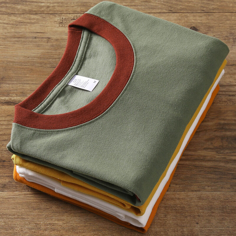 Fabrikant Groothandel Custom Color Block Stitching T-shirt Unisex Zwaargewicht Hoogwaardig Tweekleurig Patchwork T-shirt