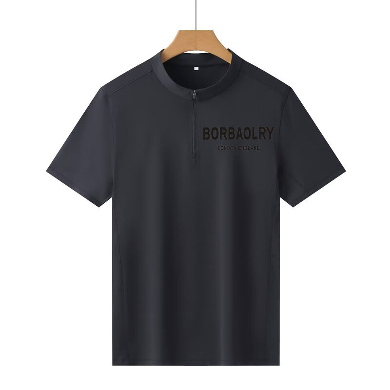 Heren atletische pullover tops met halve rits en opstaande kraag, effen sportshirt, heren T-shirts, korte mouwen, lichtgewicht, sneldrogend, sportshirt