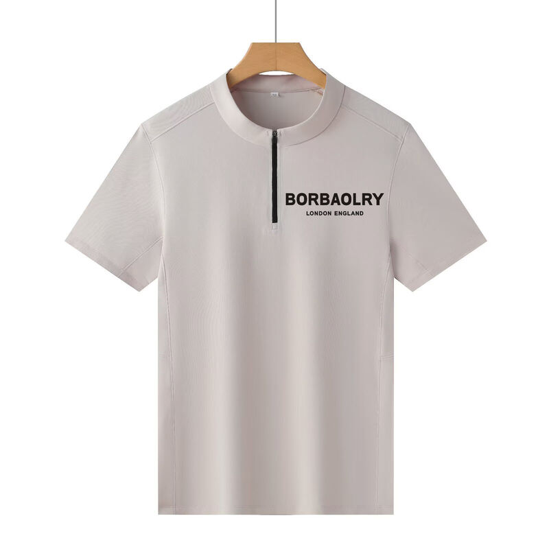 Heren atletische pullover tops met halve rits en opstaande kraag, effen sportshirt, heren T-shirts, korte mouwen, lichtgewicht, sneldrogend, sportshirt