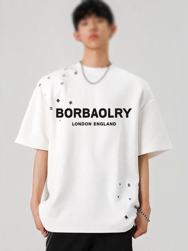 OEM Zwarte Oversized T-shirt Heren Grafisch Acid Wash Vintage Custom T-shirt DTG Groothandel Gewassen Tee Zwaar T-shirt