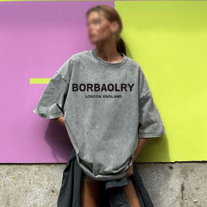 Hoogwaardig katoenen T-shirt overgroot Vintage Solid Color Gewassen T-shirt Heavyweight Vintage T-shirt