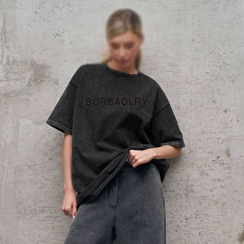 Hoogwaardig katoenen T-shirt overgroot Vintage Solid Color Gewassen T-shirt Heavyweight Vintage T-shirt