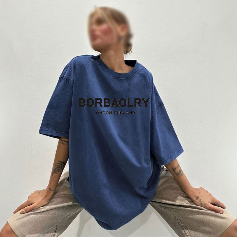 Hoogwaardig katoenen T-shirt overgroot Vintage Solid Color Gewassen T-shirt Heavyweight Vintage T-shirt