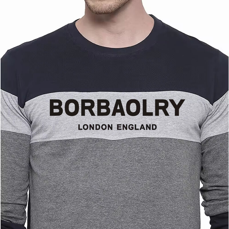 Herfst- en wintert-shirts voor mannen Grote maat Ronde nek Kleur geblokkeerde trui Dun langmouw T-shirt