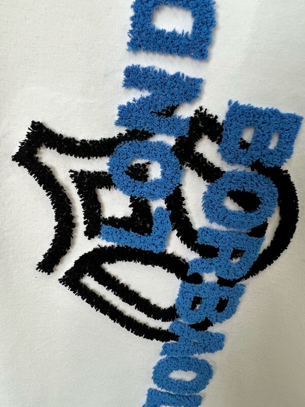 Heren Wit T-shirt, Flockprint Letters, Korte Mouwen Casual Top 100% Katoen Heren T-shirt