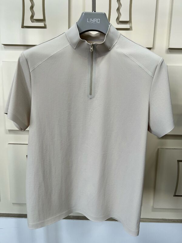 Heren T-shirt met hoge hals, korte mouwen, stretch, sneldrogend en ademend materiaal voor buitensporten