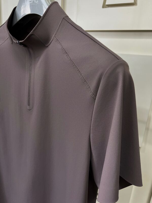 Heren T-shirt met hoge hals, korte mouwen, stretch, sneldrogend en ademend materiaal voor buitensporten