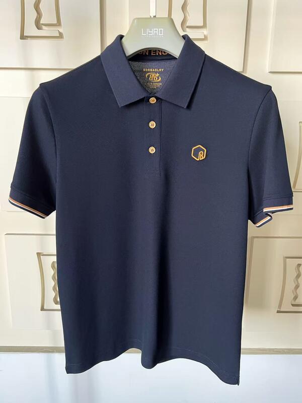 Premium Heren Poloshirts Klassieke Kraag Kleurrijk Assortiment Verfijnde Details Textuur Siliconen Logo Hoge Kwaliteit Heren Poloshirt